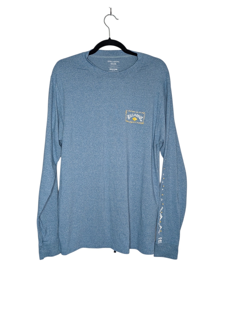 Billabong Long Sleeve Tee - Heathered Blue with Logo Sz.L